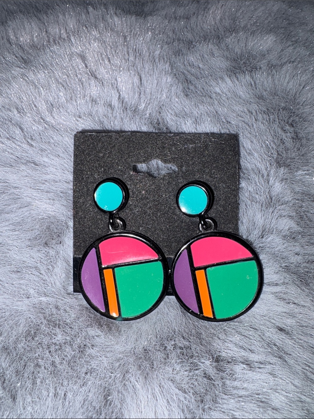 1980s Vintage colorful statement geometric earrings